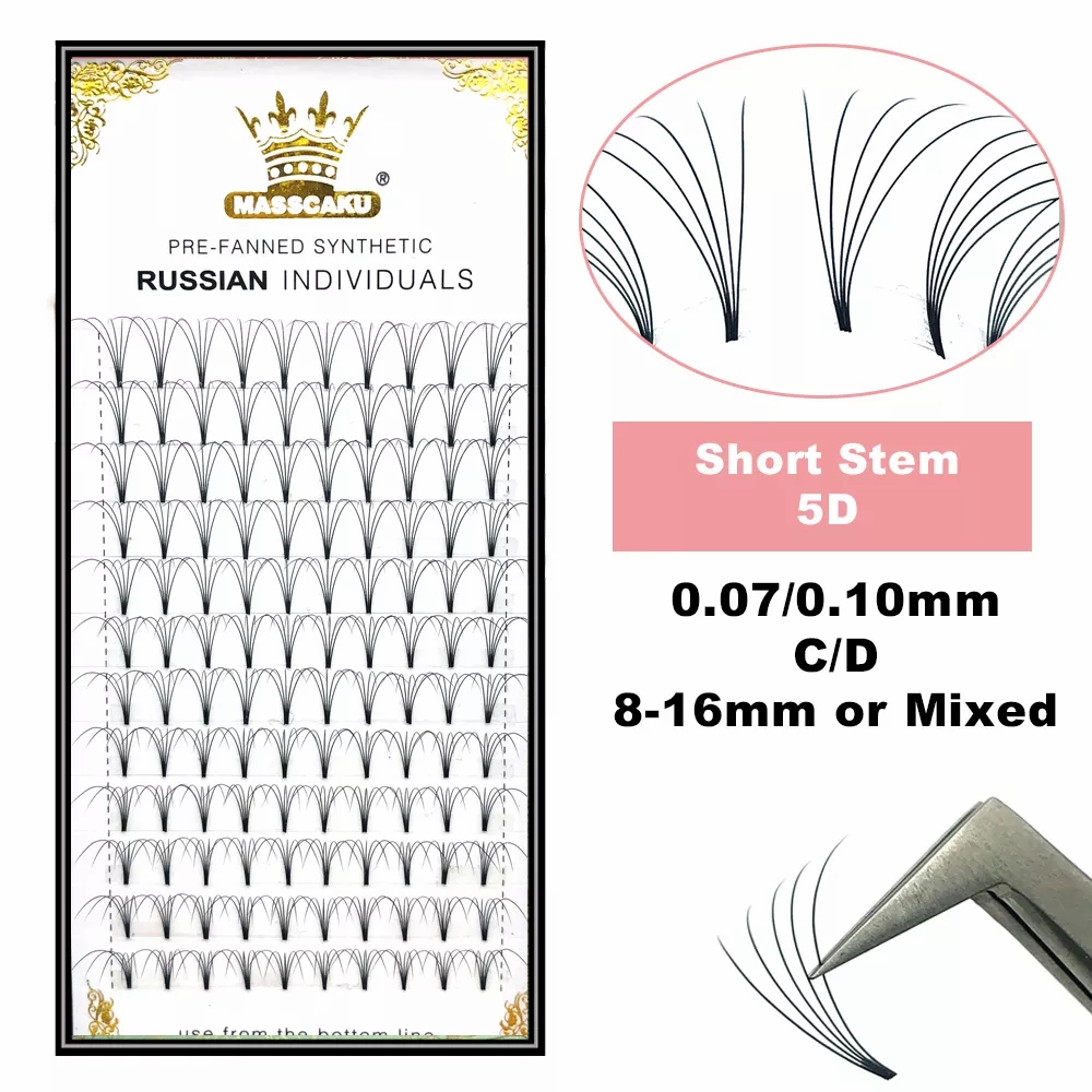 Eyelash Extension Human Hair - MASSCAKU Premade Rus Hacmi Kısa Kök